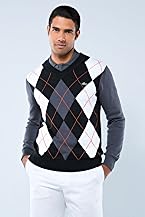 Long Sleeve Supima Cotton Argyle V-neck Sweater