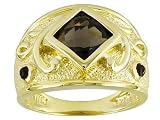 1.50CTW SMOKY QUARTZ MATT FINISH 18KT OVER STERLING SILVER RING