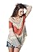 Long Sleeve Embroidery Lace Crochet Knitwear Splice Blouse (Orange,OS