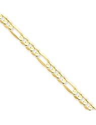 4mm, 14 Karat Yellow Gold, Open Concave Figaro Chain - 7 inch