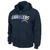 NFL San Diego Chargers Touchbck III Full Zip Jacket Adult Long Sleeved Fullzip Hooded Fleece, Athletic Navy, X-Large