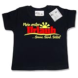 41%2BQ4WBXCRL. SL160  Dirty Fingers  Mein erster Urlaub. . . Sonne, Sand, Schlaf   Baby & Kleinkind T shirt, 6 12 Monate, Schwarz