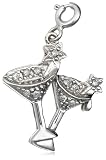 Sterling Silver Diamond Drinks Charm, (0.15 cttw)