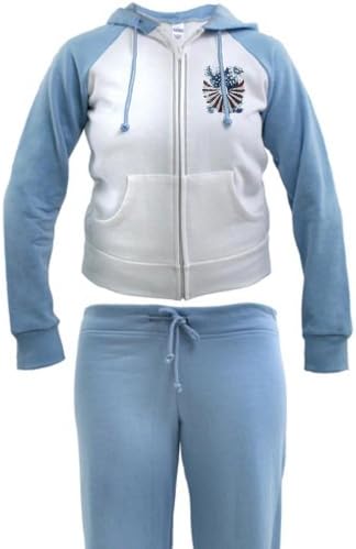 Artsmith, Inc. Women's Tracksuit United States US Flag Red White and Blue Eagle Military American Pride - Baby Blue/White, Large