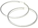 Silver 60Mm Square Tube Hoop Earrings