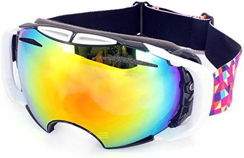 Pro Ski Snow Goggle with Mirrored Lens Anti-Fog UV Protection Detachable Wide Spherical Goggle Lens Panlees Black