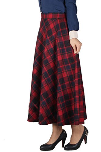 (レモンツリーセブン)Lemon tree7 レディース スカート 秋 冬 ボトムス ウエストゴム 無地 チェック ボリューム シンプル ウール マキシ ロング丈 スカート