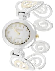 Geneva Platinum 6134 Polilshed Swirl Cuff Watch - 2T/MOP