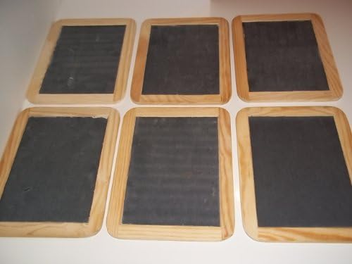 6 Pack Black Slate Chalk Board Double Sided 9 1/2" X 7 1/2" Natural Wood Frame
