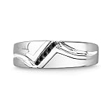 10KT White Gold Black Round Diamond Five Stone Mens Ring (0.06 cttw)