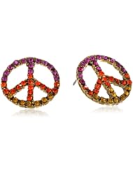 Betsey Johnson "St. Barts" Crystal Peace Sign Stud Earrings