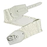 Ruffle Edge White Wide Stretch Belt Buckle Closure