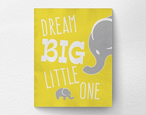 Dream Big Little One Elephant Nursery Wall Art Print Poster, Baby Animal Nursery Decor, 8x10 Art Print Unframed