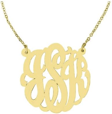 monogram Necklace Personalized 35mm Sterling Silver or Gold Plated Silver Large