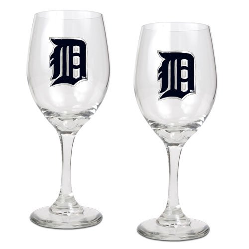 Detroit Tigers MLB 2pc Wine Glass Set - Primary Logo
