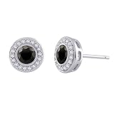 10K White Gold 1 ct. Black and White Diamond Earrings