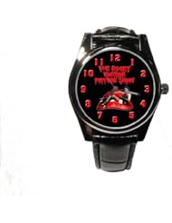 ROCKY HORROR PICTURE SHOW WATCH UNISEX MENS WOMANS WITH BLACK CROCO BAND & ROUND FACE