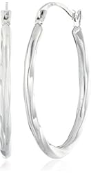14k Gold Oval Twist Hoop Earrings