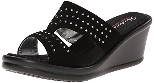 Skechers Cali Women's Rumblers-Hope Float Wedge Sandal, Black, 10 M US