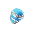 Turquoise Ring with Cubic Zirconia Pavé Border