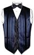 Men's Dress Vest & BOWTIE Navy Blue Woven Stripe Design BOW TIE Set for Suit or Tuxedo