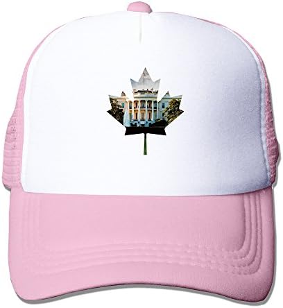 Unisex Maple Leaf White House Mesh Ajustable Snapback Baseball Cap Pink