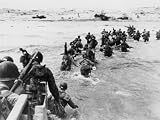 American Troops Under Enemy Fire Wading Through the Sea to Land on the Beaches of Normandy France Photographic Poster Print, 18x24