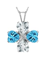 3.34 Ct Sky Blue Aquamarine Swiss Blue Topaz 925 Sterling Silver Pendant