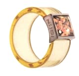 Tan Resin Band with Sterling Silver Bezel and a Tan Colored Princess-Cut Swarovski Crystal