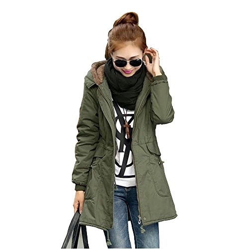 Funake69（ふなけろっく） レテ゛ィース モッズコート　ジャケット　　アウター　ジャンパー　トップス　コート　秋　冬　3色　大人　カジュアル　フード　パーカ　大きい　ビック　サイズ (L  アーミーグリーン)