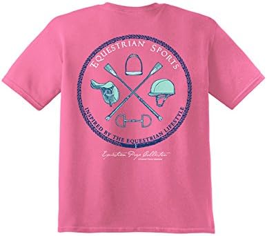 TurnipTruckDesigns Girls Equestrian Sports - English T-Shirt, Medium, Crunchberry