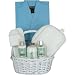 Luxury Pampering Spa and Bath Gift Basket with Waffle Weave Robe, Lavender and Blue