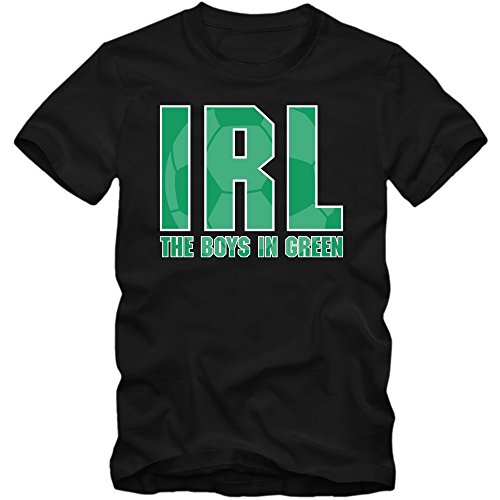 Irland EM 2016 #3 T-Shirt | Éire | Fußball | Herren | The Boys in Green | Trikot | Nationalmannschaft, Farbe:Schwarz (Deep Black L190);Größe:XL