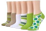 6 Pair of Green Apples Womens Ankle Socks