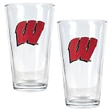 Wisconsin Badgers 2pc Pint Ale Glass Set NCAA College Athletics