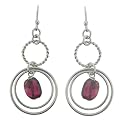 Sterling Silver Dangle Earring With Genuine Garnet Earring