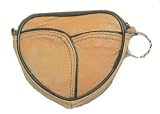 Tan Leather Heart Shaped Coin Purse with Keychain Ring