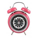 Japanese Garden Alarm Clock Fuschia with Wht & Blk Posies