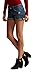 Aeropostale Women's Medium Wash Rip-And-Repair Denim Midi Shorts