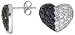 Sterling Silver 1/2 (12mm) tall Jeweled Heart Post Earrings, Rhodium Plated w/ High Quality Black & White CZ Stones