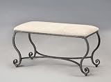 Kids Bench with Curled Feet and Upholstered Seat in Textured Pewter Finish