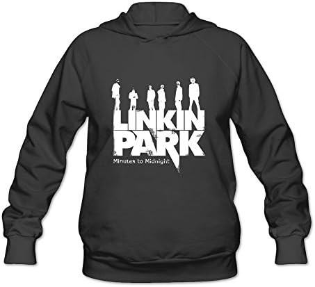 HAGBK Women's Linkin Park1 Long Sleeve Hoodies Size L Black,100% Organic Cotton