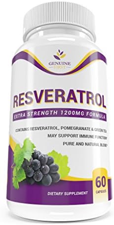 Genuine First Resveratrol Antioxidant Polyphenol - 1200mg Maximum Strength Supplement - 30 Day Supply - 60 Capsules
