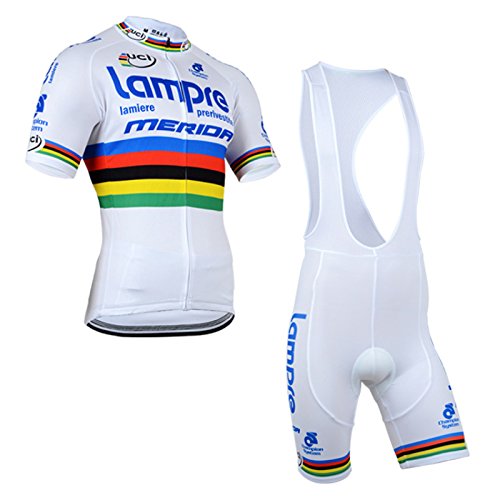 2014 Outdoor Sports Pro Team Men's Short Sleeve Lampre Cycling Jersey and Bib Shorts Set White