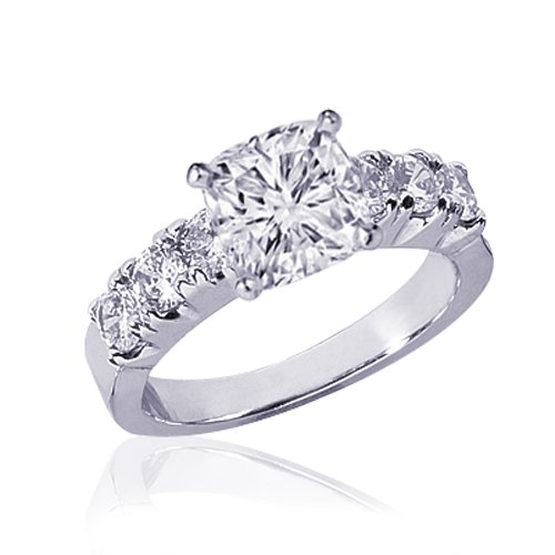 41%2BRByEdKoL 2.45 Ct Cushion Cut Diamond Engagement Ring 14K EGL SI