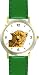 Cheetah Cat - WATCHBUDDY&reg; DELUXE TWO-TONE THEME WATCH - Arabic Numbers - Green Leather Strap-Children's Size-Small ( Boy's Size & Girl's Size )