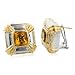 Sterling Silver 18K Gold Square w/Citrine Earrings