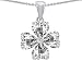 2.85 cttw 925 Sterling Silver 14K White Gold Plated Heart Genuine White Topaz Lucky Clover Pendant