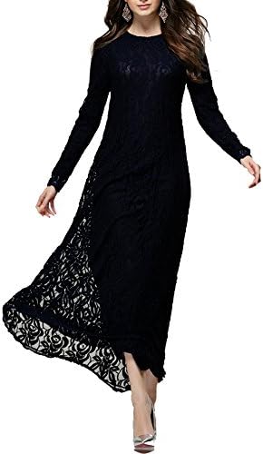 Heart1st Women Evening Party Cocktail Maxi Dress Kaftan Abaya Islamic Muslim U87 (L, BLACK)