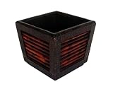 6 in. Square Planter w/ Round Bamboo Weave